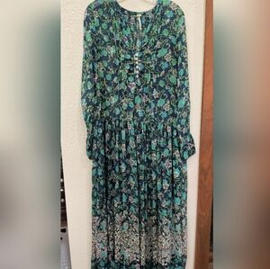 Free People Green Floral Maxi Dress